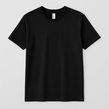 Black t-shirt on a light gray background
