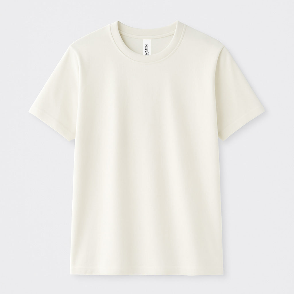 light cream t-shirt on a light gray background