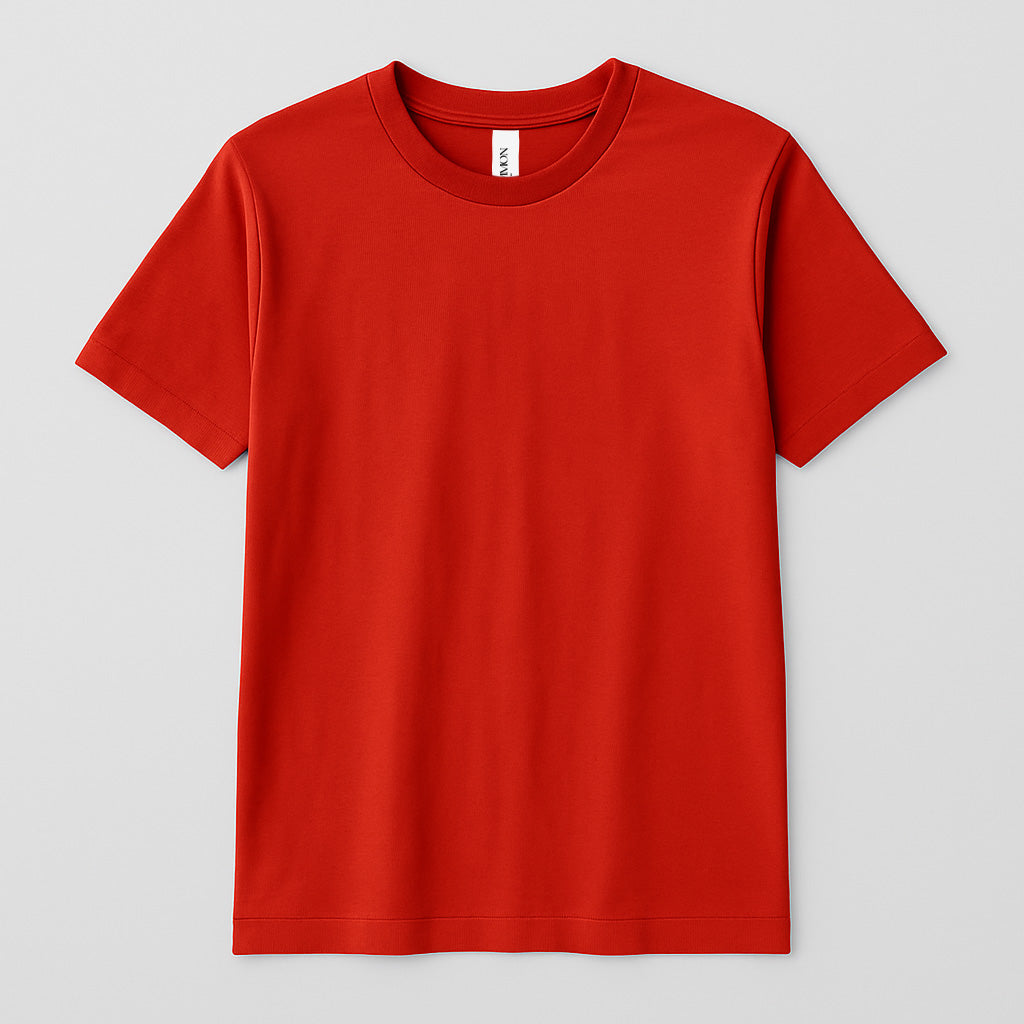 Red t-shirt on a light gray background