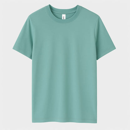 teal t-shirt on a light gray background